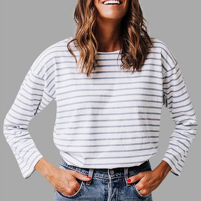 BACK BOTTON SPILT SEXY Stripe Print Long Sleeve Round Neck T-Shirt Casual Women BLACK&WHITE Top 2019
BACK BOTTON SPILT SEXY Stripe Print Long Sleeve Round Neck T-Shirt Casual Women BLACK&WHITE Top 2019