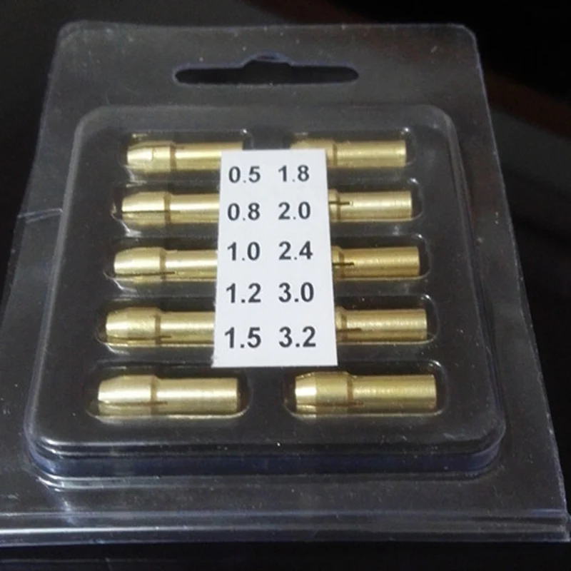 10PCS/Set Mini Drill Brass Collet Chuck Adapter Micro Collet Chuck Dremel Rotary Tool 0.5/0.8/1.0/1.2/1.6/1.8/2.0/2.4/3.0/3.2mm
10PCS/Set Mini Drill Brass Collet Chuck Adapter Micro Collet Chuck Dremel Rotary Tool 0.5/0.8/1.0/1.2/1.6/1.8/2.0/2.4/3.0/3.2mm