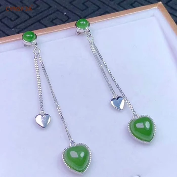 CYNSFJA Real Certified Natural Hetian Jasper 925 Sterling Silver Fine Jewelry Heart Green Jade Earrings High Quality Best Gifts
CYNSFJA Real Certified Natural Hetian Jasper 925 Sterling Silver Fine Jewelry Heart Green Jade Earrings High Quality Best Gifts