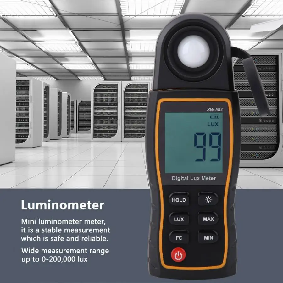 Automatic/Manual Range LCD Display Digital Luminometer Light Meter Photometer luxmeter SW-582 Radiometers
Automatic/Manual Range LCD Display Digital Luminometer Light Meter Photometer luxmeter SW-582 Radiometers