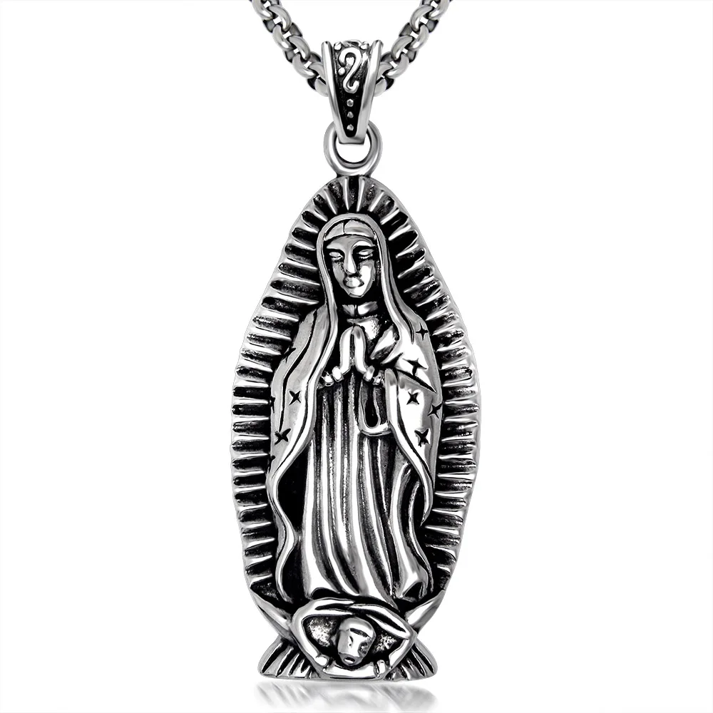 High Polished Silver Tone Stainless Steel Our Lady of Guadalupe Pendant Necklace 70 CM SS Chain
High Polished Silver Tone Stainless Steel Our Lady of Guadalupe Pendant Necklace 70 CM SS Chain