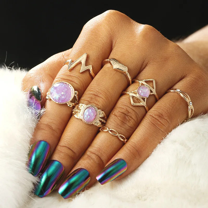 7Pcs/Lot Punk Rock Natural Stone Ring Set For Women Gold Color Bohemian Geometric Heart Beat Knuckle Rings Boho Custome Jewelry
7Pcs/Lot Punk Rock Natural Stone Ring Set For Women Gold Color Bohemian Geometric Heart Beat Knuckle Rings Boho Custome Jewelry