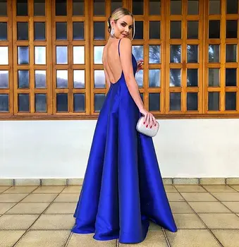 Sexy Royal Blue Long Evening Dress 2019 Deep V-Neck Backless Women Gala Gowns Satin Spaghetti Straps Formal Party Gown
Sexy Royal Blue Long Evening Dress 2019 Deep V-Neck Backless Women Gala Gowns Satin Spaghetti Straps Formal Party Gown