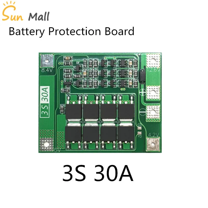

3S 30A BMS Board 11.1V 12.6V 18650 Lithium Battery Protection Board with equalization Drive drill 30A current