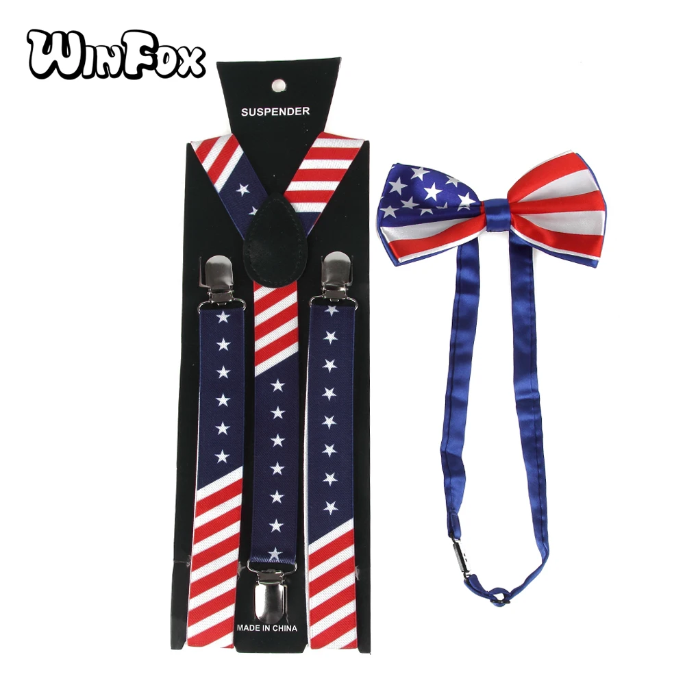 Winfox New Fashion Unisex Navy Red Star American Flag Bowties And Suspenders Sets For Mens Womens
Winfox New Fashion Unisex Navy Red Star American Flag Bowties And Suspenders Sets For Mens Womens
