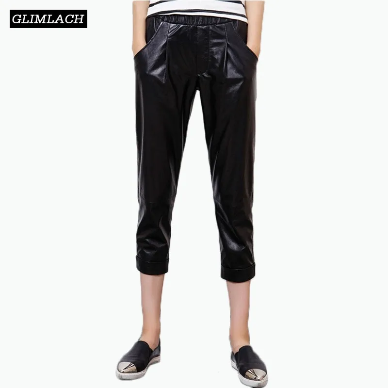 2019 New Designer Women Genuine Leather Trousers Natural Sheepskin Real Leather Pants Lady Runway Harem Pencil Pants Harajuku 
2019 New Designer Women Genuine Leather Trousers Natural Sheepskin Real Leather Pants Lady Runway Harem Pencil Pants Harajuku