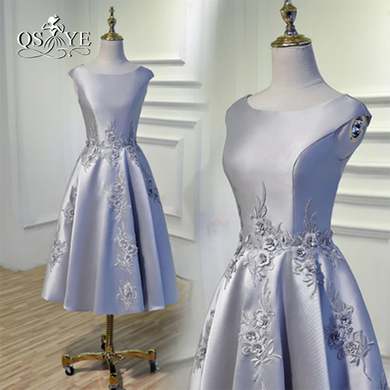 2019 New Arrival Short Prom Dresses Real Photo A-line Sleeveless Lace Satin 3D Flowers Formal Party Gowns Custom Made | Свадьбы и
