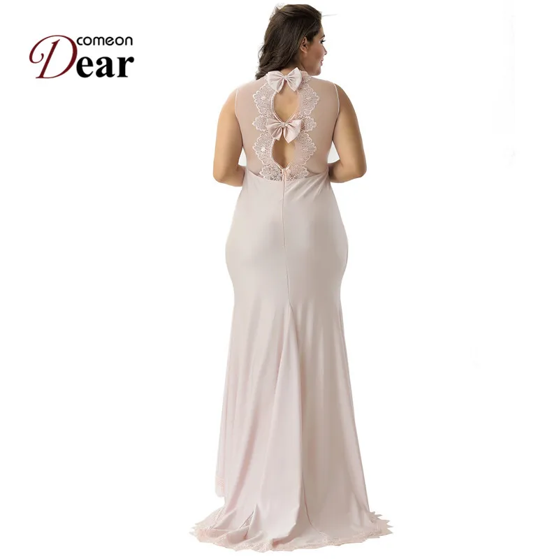 Comeondear Elegant Lace Top Party Maxi Dress Fashionable Formal Robe Backless Sleeveless Femme Vestido De Festa Longo | Женская одежда