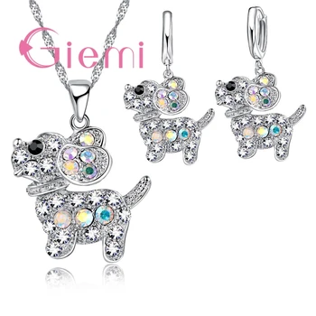 Lovely Cute 925 Sterling Silver Gift Jewelry Set Rainbow CZ Cubic Zircon Dog Puppy Shape Necklace Drop Earrings Party Accessory
Lovely Cute 925 Sterling Silver Gift Jewelry Set Rainbow CZ Cubic Zircon Dog Puppy Shape Necklace Drop Earrings Party Accessory