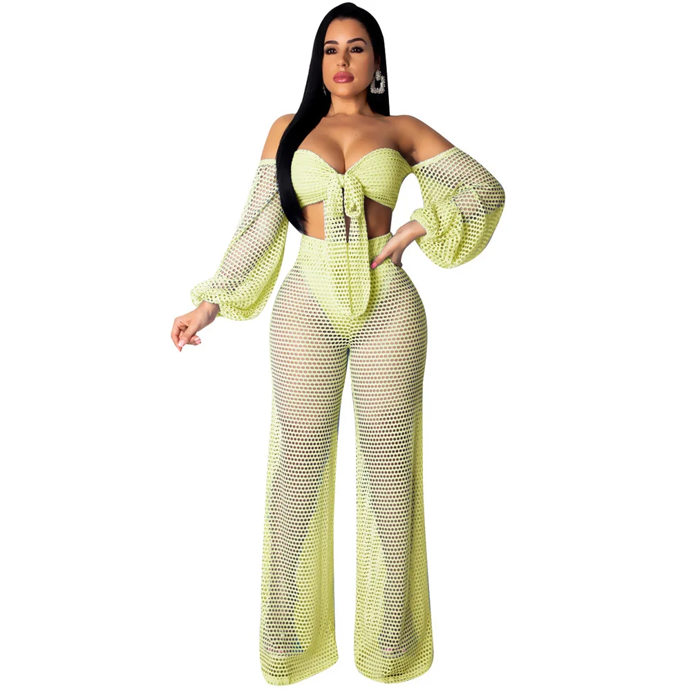 Sexy Club Two Piece Set Jumpsuit Women See Through Fish Net Mesh Party Overalls Full Sleeve Wide Leg Elegant Beach Rompers
Sexy Club Two Piece Set Jumpsuit Women See Through Fish Net Mesh Party Overalls Full Sleeve Wide Leg Elegant Beach Rompers