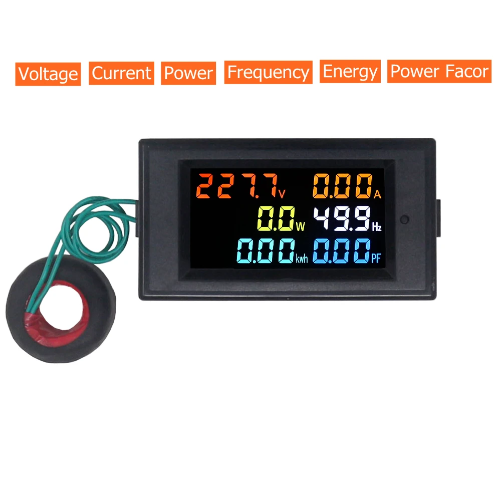 Digital AC Voltmeter Ammeter AC 110V 220V 100A HD Color Screen 180 Degrees Flawless LED AC Volt Amp Watt Energy PF Meter
Digital AC Voltmeter Ammeter AC 110V 220V 100A HD Color Screen 180 Degrees Flawless LED AC Volt Amp Watt Energy PF Meter
