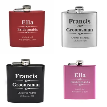 Personalized Engraved 6oz Hip Flask Stainless Steel Groomsman Bridesmaid Groom Best Man Gifts Wine Pot Wedding Favors
Personalized Engraved 6oz Hip Flask Stainless Steel Groomsman Bridesmaid Groom Best Man Gifts Wine Pot Wedding Favors