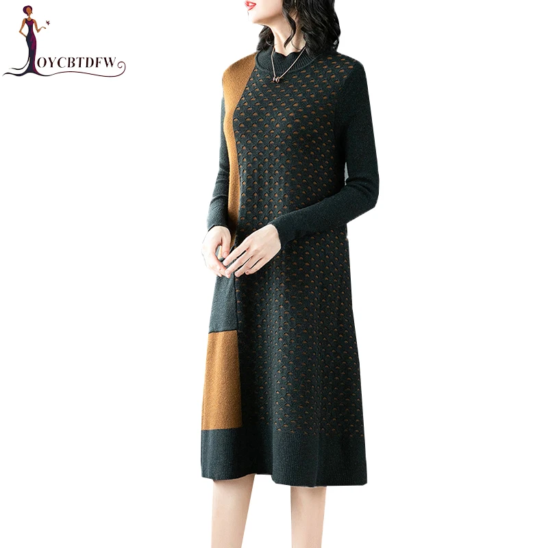 Women Pullover Dress 2018 Winter New Fashion Color Matching Half High Collar Sweater Dress Ladies Loose Knit Cashmere Dress N588
Women Pullover Dress 2018 Winter New Fashion Color Matching Half High Collar Sweater Dress Ladies Loose Knit Cashmere Dress N588