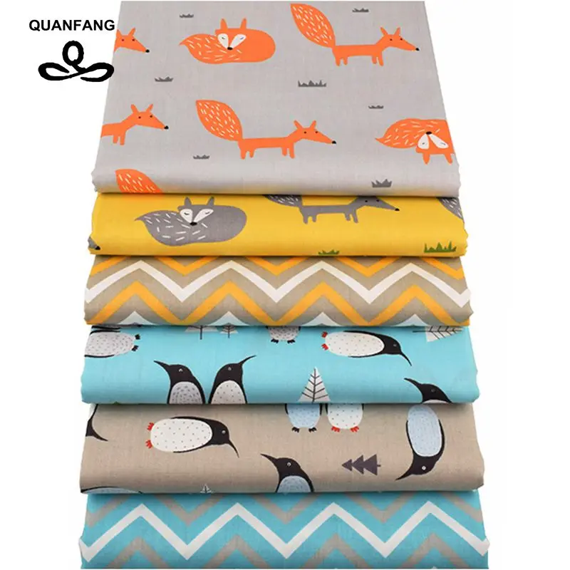 QUANFAN New Fox&Penguin Series Twill Cotton Fabric/Patchwork Cloth/DIY Baby/Child Sewing Quilting Fat Quarters Material/6pcs/lot
QUANFAN New Fox&Penguin Series Twill Cotton Fabric/Patchwork Cloth/DIY Baby/Child Sewing Quilting Fat Quarters Material/6pcs/lot