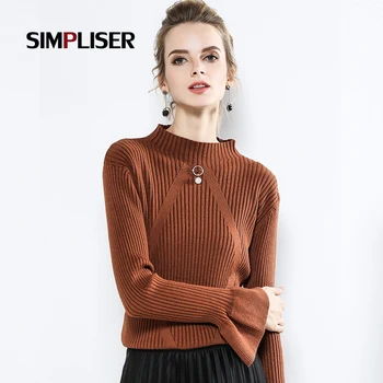 SIMPLISER Women Stretch Sweater Female Pullovers Black White Women Tops Ruffles Full Sleeves Knitted Sueter Mujer Jersey Mujer
SIMPLISER Women Stretch Sweater Female Pullovers Black White Women Tops Ruffles Full Sleeves Knitted Sueter Mujer Jersey Mujer