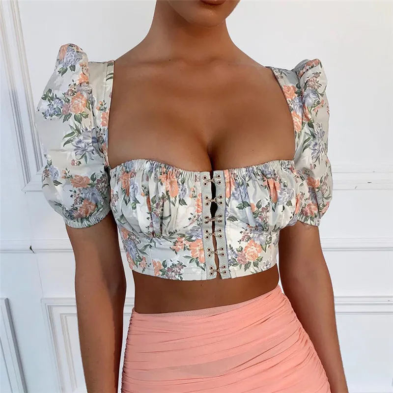 Streetwear Floral Print Crop Top Women Clothes 2019 Summer Vintage Square Collar Puff Sleeve Tees Cropped Feminino Tops Slim New
Streetwear Floral Print Crop Top Women Clothes 2019 Summer Vintage Square Collar Puff Sleeve Tees Cropped Feminino Tops Slim New