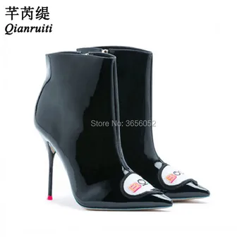 Qianruiti High Quality Sweet Colored Embroidered Shoes Pointed Toe High Heels Ankle Boots For Women Black Patent Leather Booties
Qianruiti High Quality Sweet Colored Embroidered Shoes Pointed Toe High Heels Ankle Boots For Women Black Patent Leather Booties