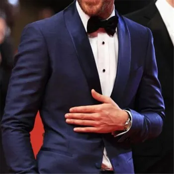Elegant Navy Wedding Men Suit Shawl Lapel Slim Fit 2 Pieces (Jacket +Pant) Custom Made For Wedding Groom Tuxedos Formal Suit 
Elegant Navy Wedding Men Suit Shawl Lapel Slim Fit 2 Pieces (Jacket +Pant) Custom Made For Wedding Groom Tuxedos Formal Suit