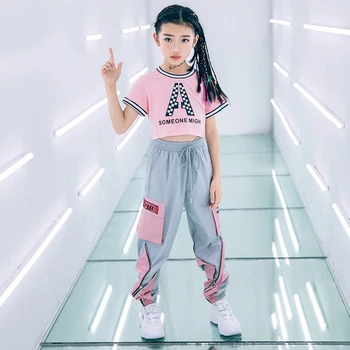 New Street Dance Clothing For Girls Costumes Pink Set Long Trouser Stage Dance Wear Navel Top Summer Girls Dance Costume BL1869
New Street Dance Clothing For Girls Costumes Pink Set Long Trouser Stage Dance Wear Navel Top Summer Girls Dance Costume BL1869