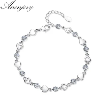Anenjery New Fashion Silver Color Love Heart Zircon Bracelets For Women Crystal Jewelry pulseira feminina S-B144
Anenjery New Fashion Silver Color Love Heart Zircon Bracelets For Women Crystal Jewelry pulseira feminina S-B144