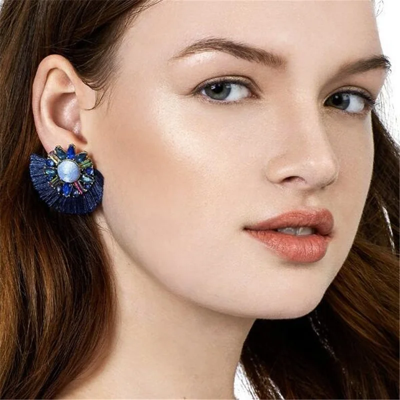 LUFANG Fashion Jewelry Cute Punk crystal flower Drop Earrings party Bohemian Vintage Tassels simple modern women's earrings 2018 |