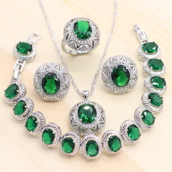 Sliver Women Jewelry Sets Green Stones Oval Bracelets Necklace Pendant Stud Earrings Wedding Rings Free Gift Box
Sliver Women Jewelry Sets Green Stones Oval Bracelets Necklace Pendant Stud Earrings Wedding Rings Free Gift Box