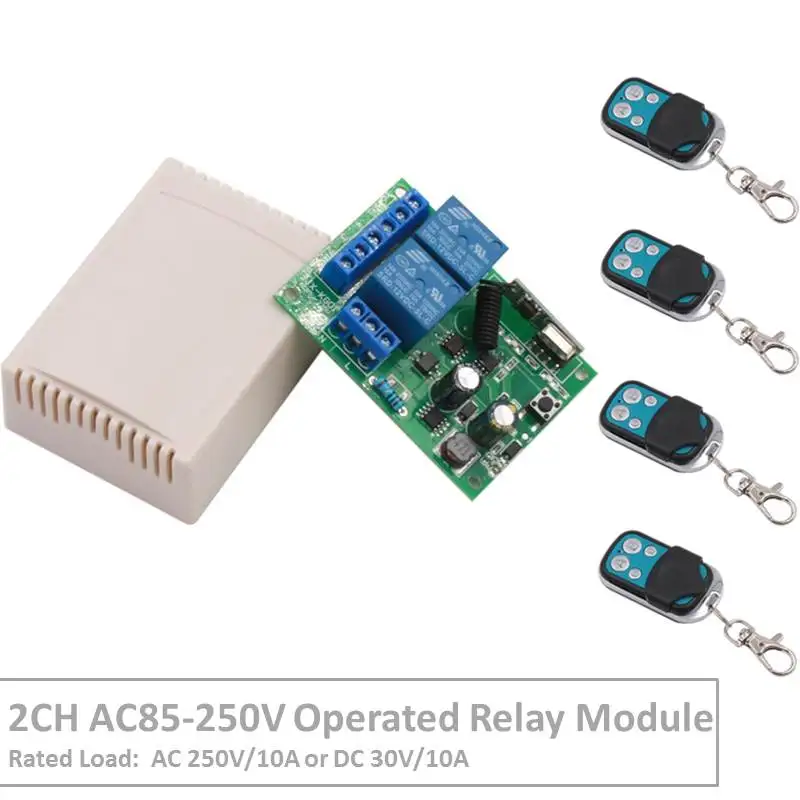 2Channel 433 MHz RF Wireless Remote Control AC 220V 10A Relay Receiver For Universal LED/Garage/Door/Motor/Electric Curtain
2Channel 433 MHz RF Wireless Remote Control AC 220V 10A Relay Receiver For Universal LED/Garage/Door/Motor/Electric Curtain