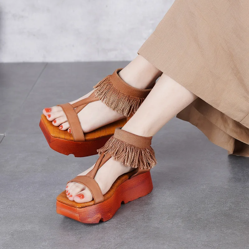 2019 New Genuine Leather Handmade Thick Heel Wedges Sandals Fringe Luxury Shoes Women Designers Platform Sandals
2019 New Genuine Leather Handmade Thick Heel Wedges Sandals Fringe Luxury Shoes Women Designers Platform Sandals
