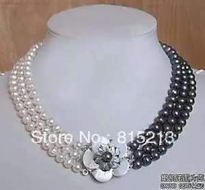 ddh0034 Beautiful Handmade Knot 3rows 7-8mm white ,black Freshwater Pearl Necklace
ddh0034 Beautiful Handmade Knot 3rows 7-8mm white ,black Freshwater Pearl Necklace