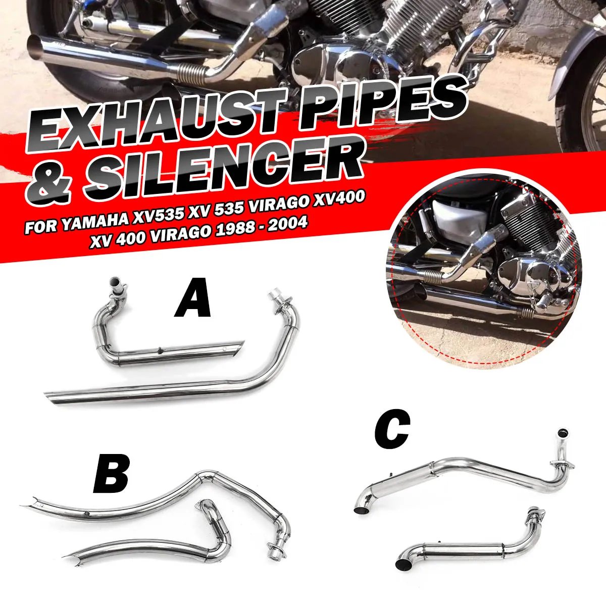 High Quality Motorcycle Muffler Pipe Full Exhaust System+Silencers For Yamaha XV535 XV 535 VIRAGO XV400 XV 400 VIRAGO 1988-2004
High Quality Motorcycle Muffler Pipe Full Exhaust System+Silencers For Yamaha XV535 XV 535 VIRAGO XV400 XV 400 VIRAGO 1988-2004