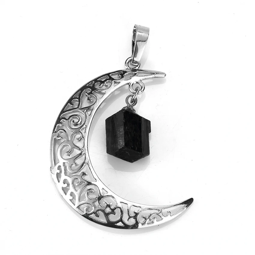 100-Unique 1 Pcs Trendy Silver Plated Crescent Moon With Irregular Shape Black Tourmaline Pendant Fashion Jewelry
100-Unique 1 Pcs Trendy Silver Plated Crescent Moon With Irregular Shape Black Tourmaline Pendant Fashion Jewelry