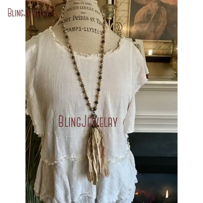 20180925-NM15551-romantic shabby boho glam sari silk tassel necklace hand knot neutral stone unique accessory_2