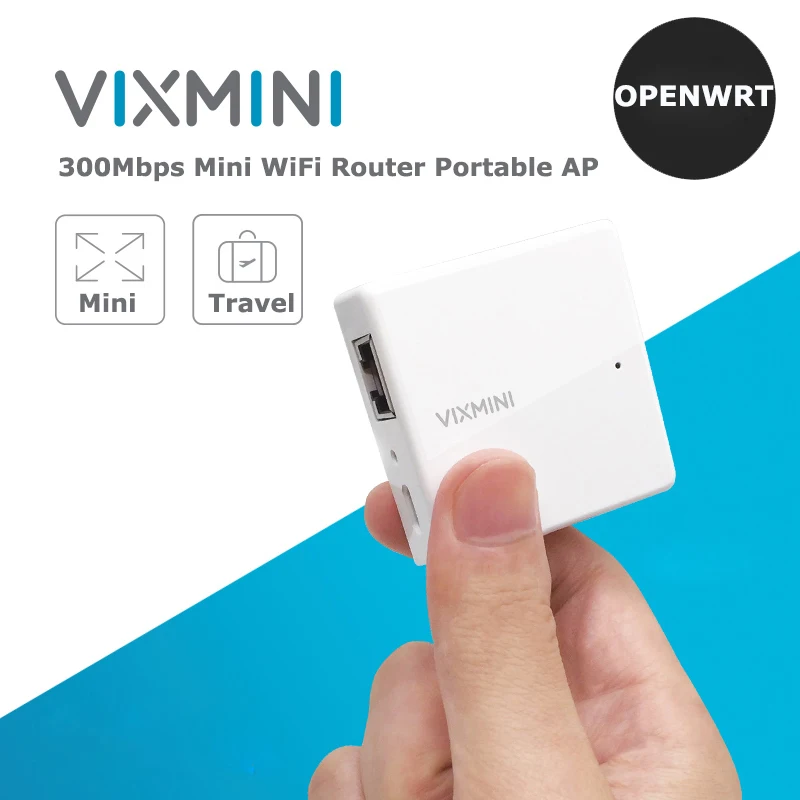 VIXMINI 802.11n 300Mbps OPENWRT Wireless Mini WiFi Router Portable AP WiFi Repeater Travel Router 64MB Memory/8MB Flash
VIXMINI 802.11n 300Mbps OPENWRT Wireless Mini WiFi Router Portable AP WiFi Repeater Travel Router 64MB Memory/8MB Flash
