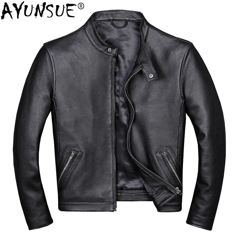 AYUNSUE Spring Autumn Men's Sheepskin Coat Genuine Leather Jacket Men Korean Motorcycle Bomber Jacket Men Short Coat B681 KJ1458
AYUNSUE Spring Autumn Men's Sheepskin Coat Genuine Leather Jacket Men Korean Motorcycle Bomber Jacket Men Short Coat B681 KJ1458