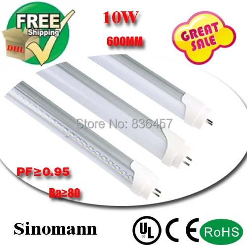 

led tube light SMD2835 25LM/PC 60leds/PC 10w 1000LM High Power factor AC85-265V CE/RoHS/SAA Approved t8 led tube 600mm