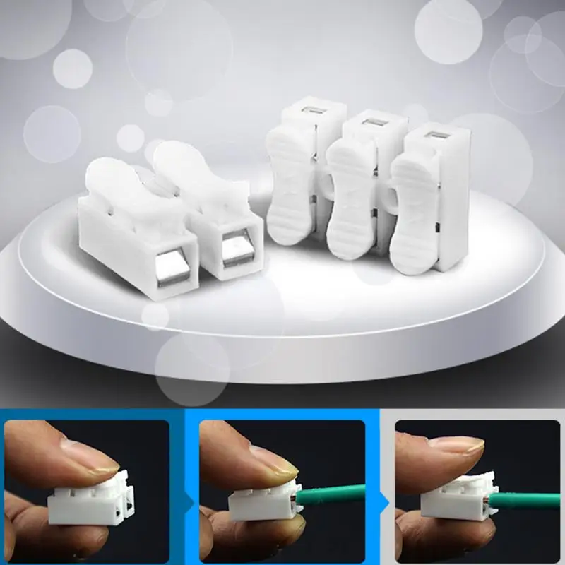 30pcs/lot CH-2 CH-3 Spring Wire Quick Connector 2p Electrical Crimp Terminals Block Splice Cable Clamp Easy Fit Led Strip
30pcs/lot CH-2 CH-3 Spring Wire Quick Connector 2p Electrical Crimp Terminals Block Splice Cable Clamp Easy Fit Led Strip