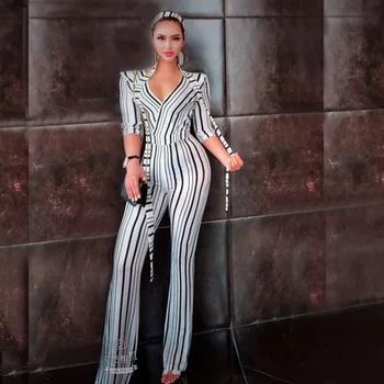 2018 Newest Fashion Black White Striped Jumpsuit Sexy V Neck Short Sleeve Sashes Elegant Summer Party Casual Clubwear Jumpsuits
2018 Newest Fashion Black White Striped Jumpsuit Sexy V Neck Short Sleeve Sashes Elegant Summer Party Casual Clubwear Jumpsuits