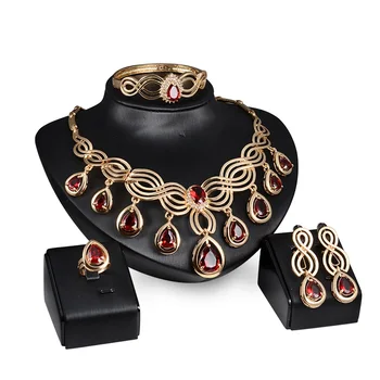 Elegant Big Red Crystal Four Piece Jewelry Set for Women Gold Color Wedding Charm Necklace Earrings Bracelet Ring Jewelry
Elegant Big Red Crystal Four Piece Jewelry Set for Women Gold Color Wedding Charm Necklace Earrings Bracelet Ring Jewelry