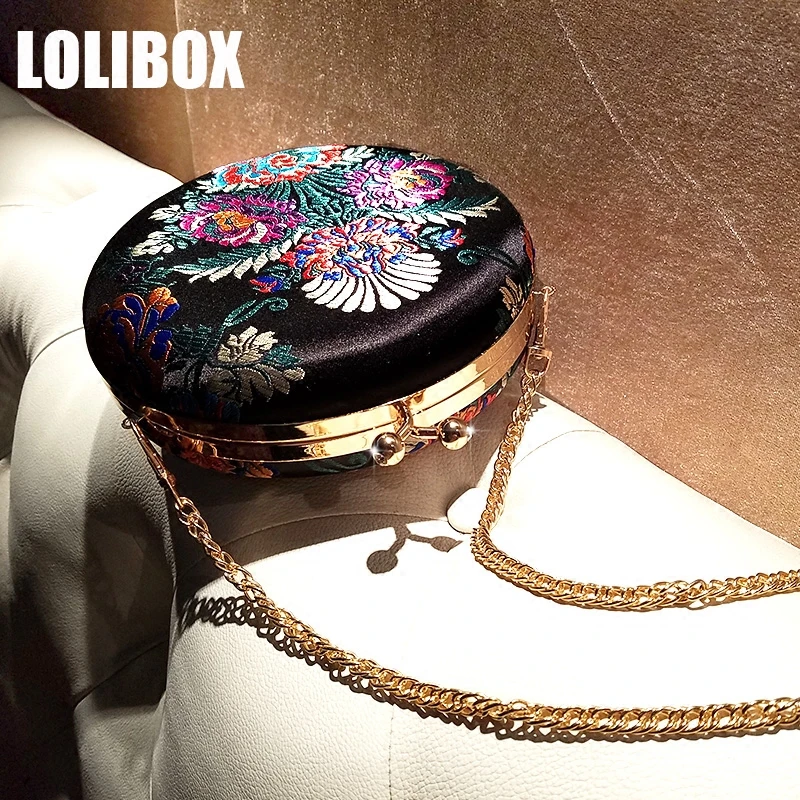 LOLIBOX Women Chain Shoulder Bags Satin Embroidered Vintage Ladies Evening Round Bag Women Crossbody Bag Purse
LOLIBOX Women Chain Shoulder Bags Satin Embroidered Vintage Ladies Evening Round Bag Women Crossbody Bag Purse