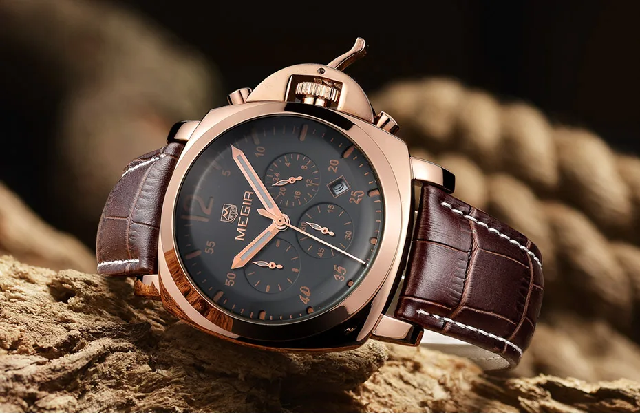 Megir 3006 Mens Fashion Quartz Watch Waterproof Wristwatch Genuine Leather  Strap Watches Man Free Shipping - Quartz Wristwatches - AliExpress