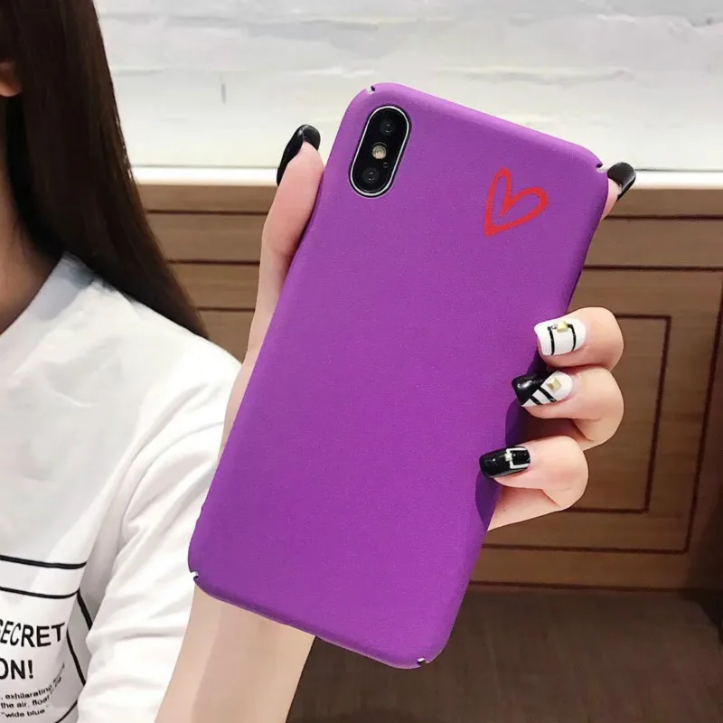 Фиолетовый сердце жесткий футляр для iphone8plus матовой простой плотно прилегающий