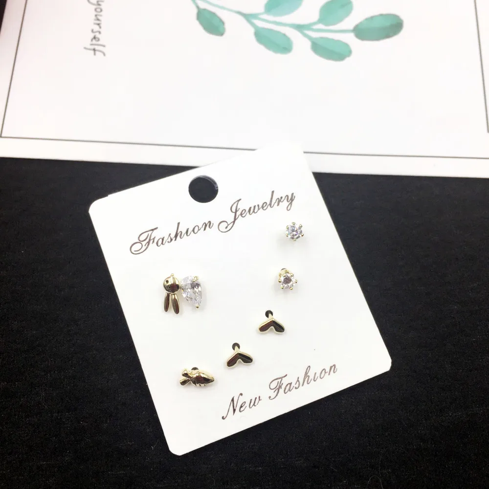 925 Silver Needle Stud Earring Women Girls Cute Fashion Animal Zircon Rabbit Carrot Heart Stud Earrings Set Jewelry
925 Silver Needle Stud Earring Women Girls Cute Fashion Animal Zircon Rabbit Carrot Heart Stud Earrings Set Jewelry