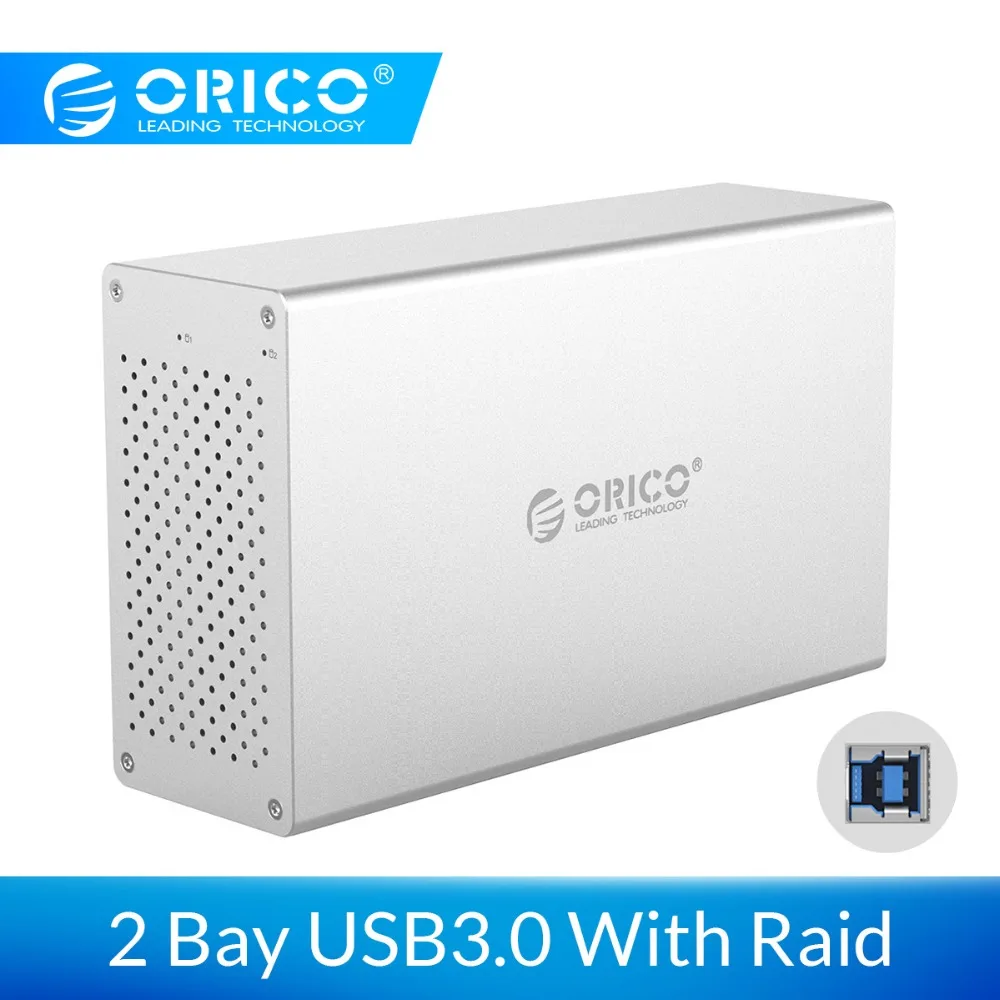 Жесткий диск ORICO 2 Bay USB3.0 с поддержкой Raid 20 ТБ из алюминиевого сплава 6 Гбит/с