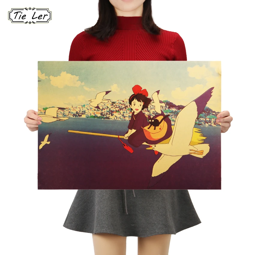 TIE LER Classic Cartoon Movie Poster Kiki's Delivery Service B Style Kraft Paper Poster Retro Wall Stickers Home Decor 50.5X35cm
TIE LER Classic Cartoon Movie Poster Kiki's Delivery Service B Style Kraft Paper Poster Retro Wall Stickers Home Decor 50.5X35cm