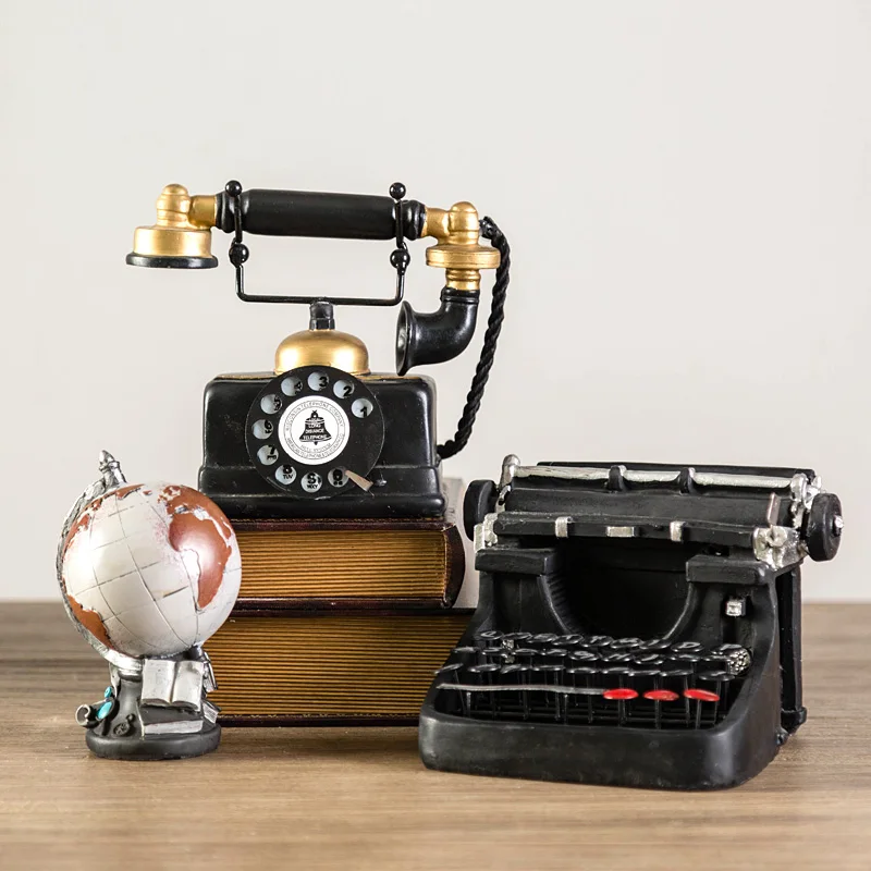 Creative retro resin telephone model home decoration cafe bar typewriter miniature figurines room desktop toys for children
Creative retro resin telephone model home decoration cafe bar typewriter miniature figurines room desktop toys for children