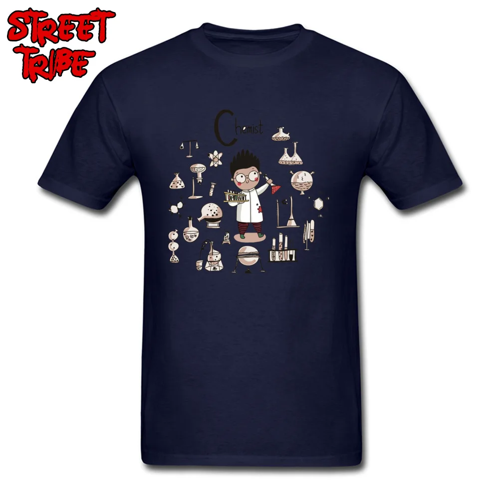 Short Sleeve Tops Tees Crew Neck Cotton Fabric Men's T-shirts chemistry science scientist Hip hop Tops Tees Brand chemistry science scientist navy