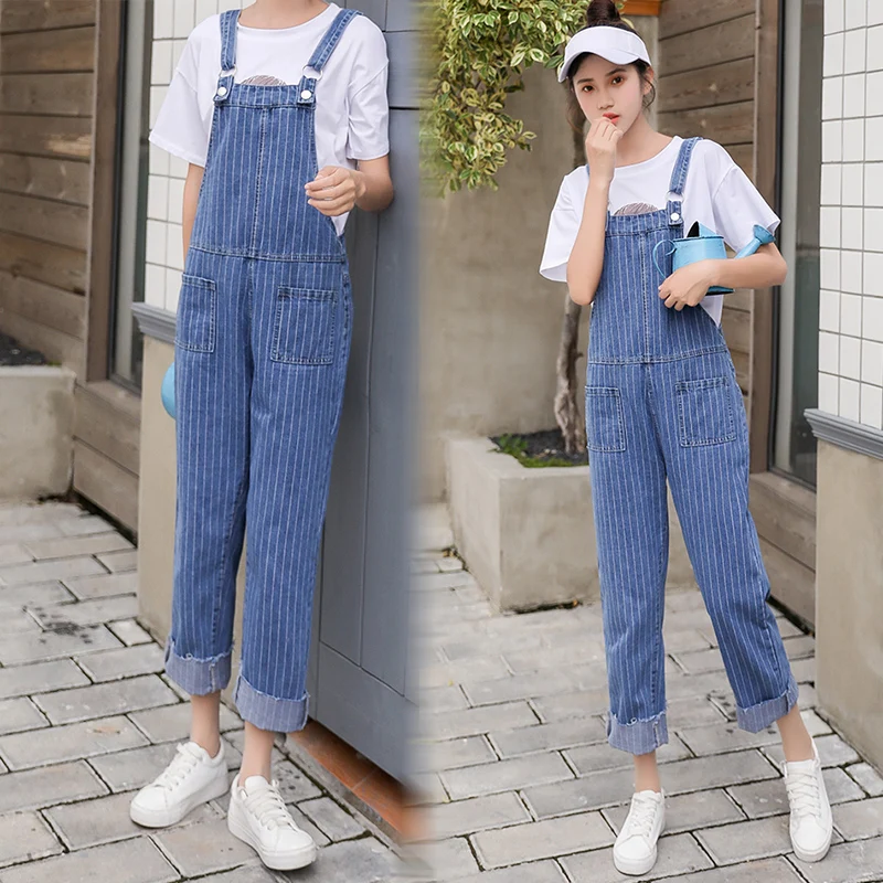 Pengpious girls sudent denim jumpsuit and printing t-shirt striped denim overalls for women with pockets
Pengpious girls sudent denim jumpsuit and printing t-shirt striped denim overalls for women with pockets