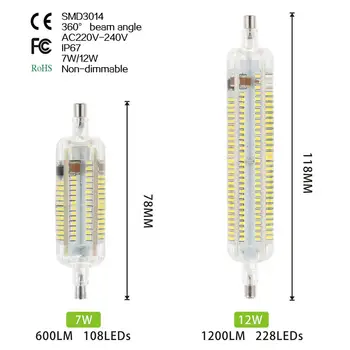 R7S Non-dimmable Corn Lamp Light 7W 12W 108 228 3014SMD 1250LM 360degree Warm White / Cool White Decorative Corn Bulbs AC220v
R7S Non-dimmable Corn Lamp Light 7W 12W 108 228 3014SMD 1250LM 360degree Warm White / Cool White Decorative Corn Bulbs AC220v