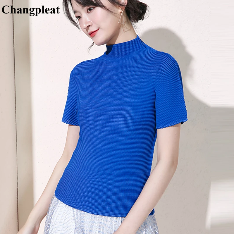Changpleat 2019 Summer New Women T-shirt top Miyak Pleated Fashion Design Turtleneck Short Sleeve Big elastic Female T-shirts
Changpleat 2019 Summer New Women T-shirt top Miyak Pleated Fashion Design Turtleneck Short Sleeve Big elastic Female T-shirts