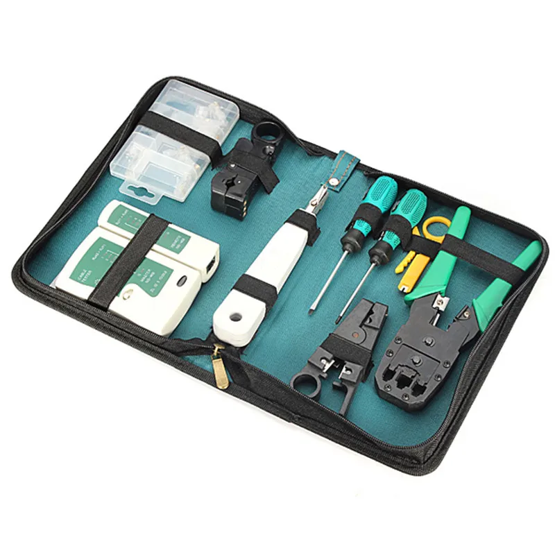 11pcs/set RJ45 RJ11 RJ12 CAT5e Cat6 Portable LAN Network Repair Tool Kit Utp Cable Tester AND Plier Crimp Crimper Plug Clamp PC
11pcs/set RJ45 RJ11 RJ12 CAT5e Cat6 Portable LAN Network Repair Tool Kit Utp Cable Tester AND Plier Crimp Crimper Plug Clamp PC